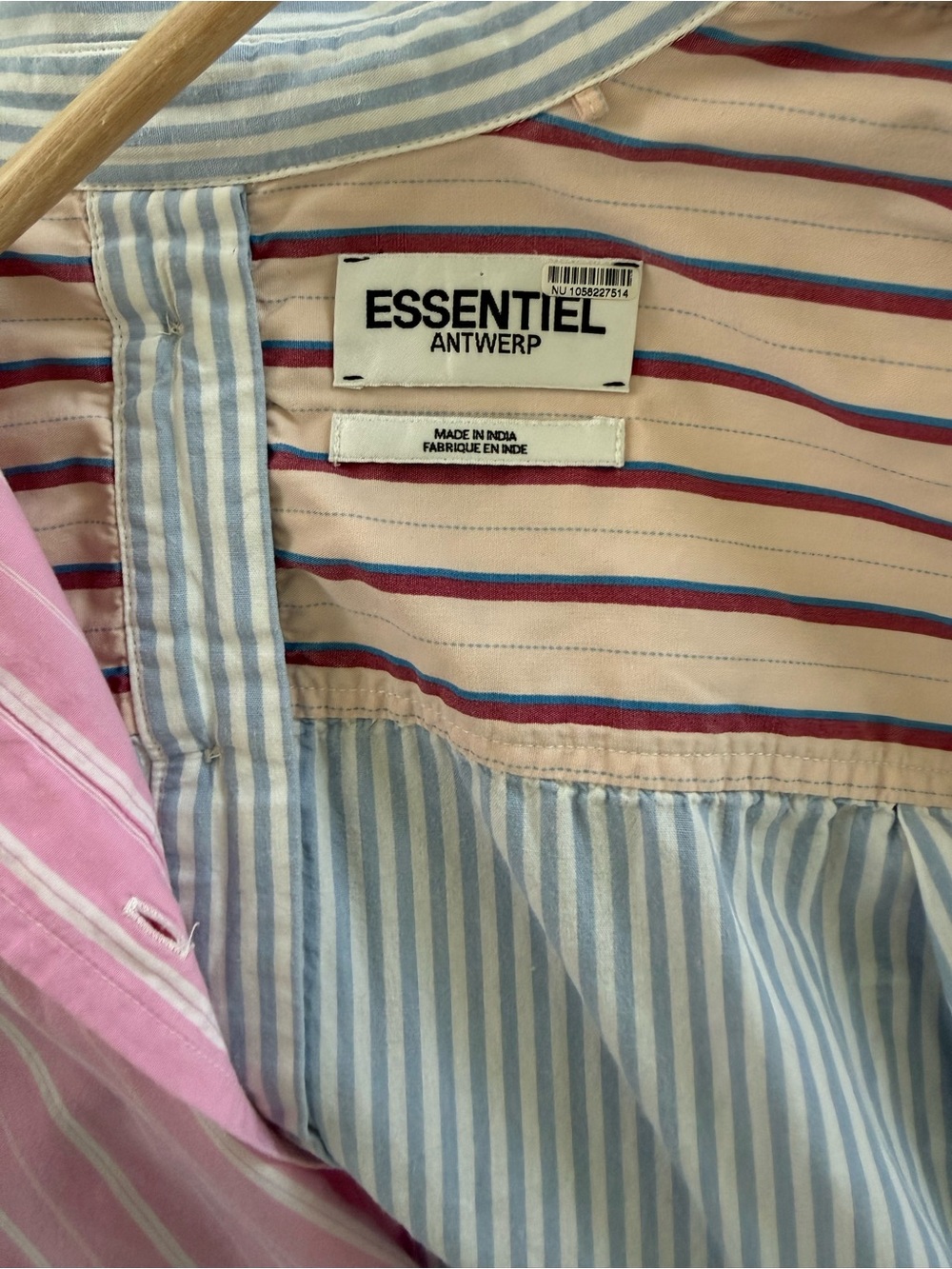 Essentiel Antwerp Striped Patchwork Button-Up Shirt size L - Picture 7 of 11